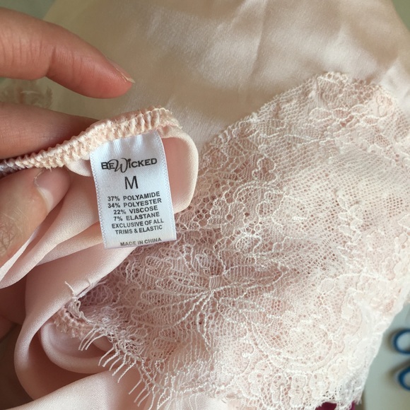 Pink Satin Babydoll Chemise Lace Lingerie NWOT - Picture 6 of 8